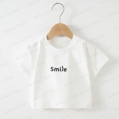 SMILE Toddler Baby Crew Neck Casual T-shirt - White - 4-5T - image 2