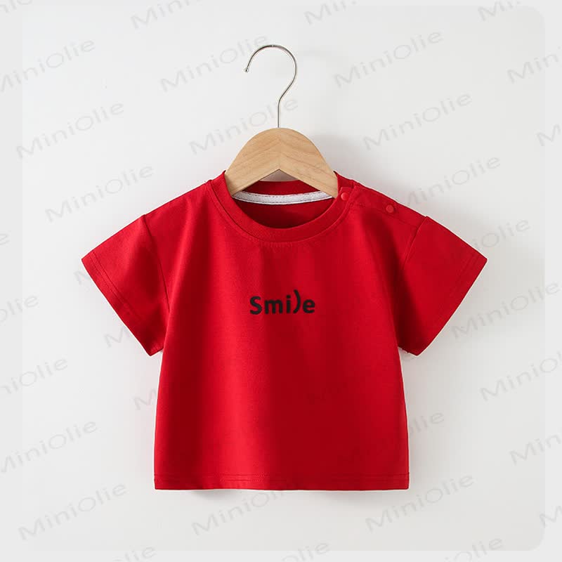 SMILE Toddler Baby Crew Neck Casual T-shirt - Red - 4-5T