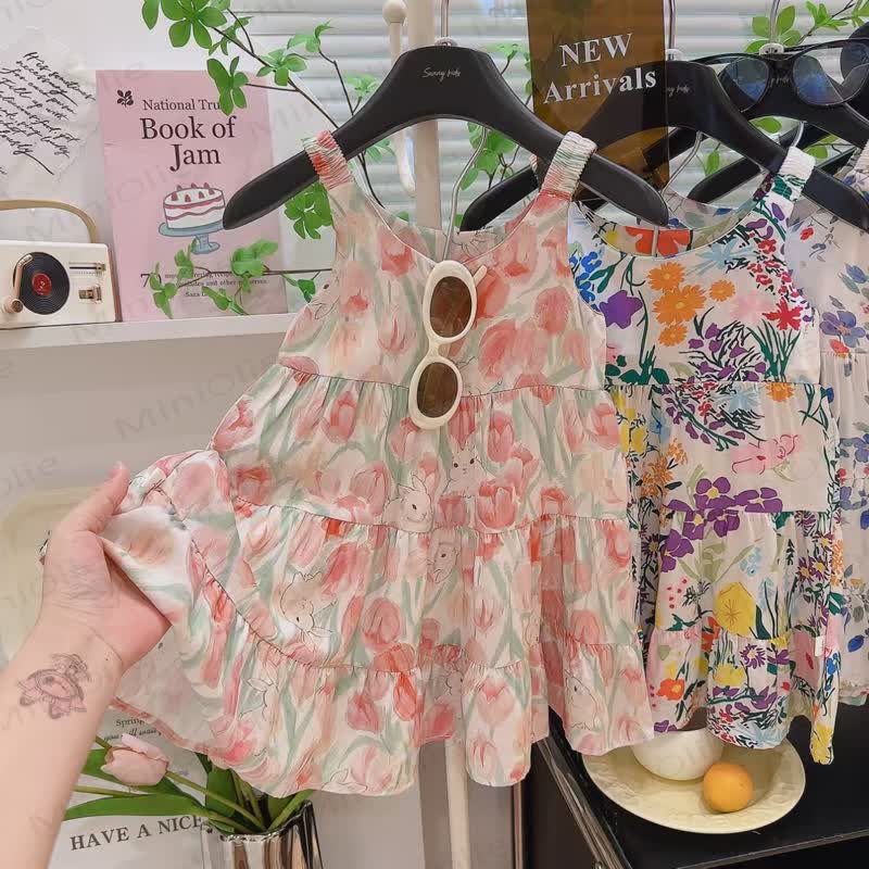 Toddler Kid Girls Floral Print Sleeveless Dress - Pink - 12-13T - image 6