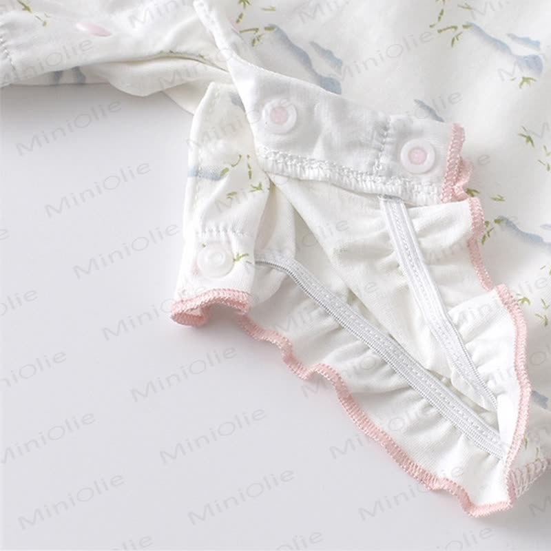 Baby Girl Chinese-style Frog Button Ruffle Romper - image 7