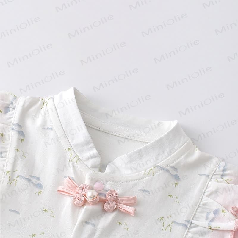Baby Girl Chinese-style Frog Button Ruffle Romper - image 4