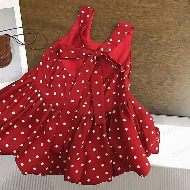 Toddler Girls Red Polka Dot Sleeveless Dress - Red - 8-9T - image 2