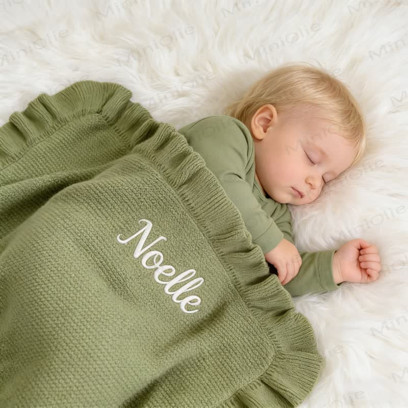 Personalized Baby Name Ruffled Blanket - image 1