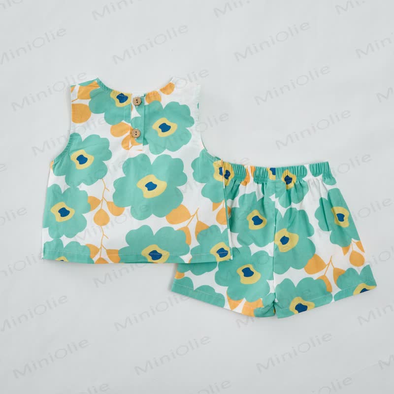 Baby Toddler Green Flowers Sleeveless 2-piece Set - image 2