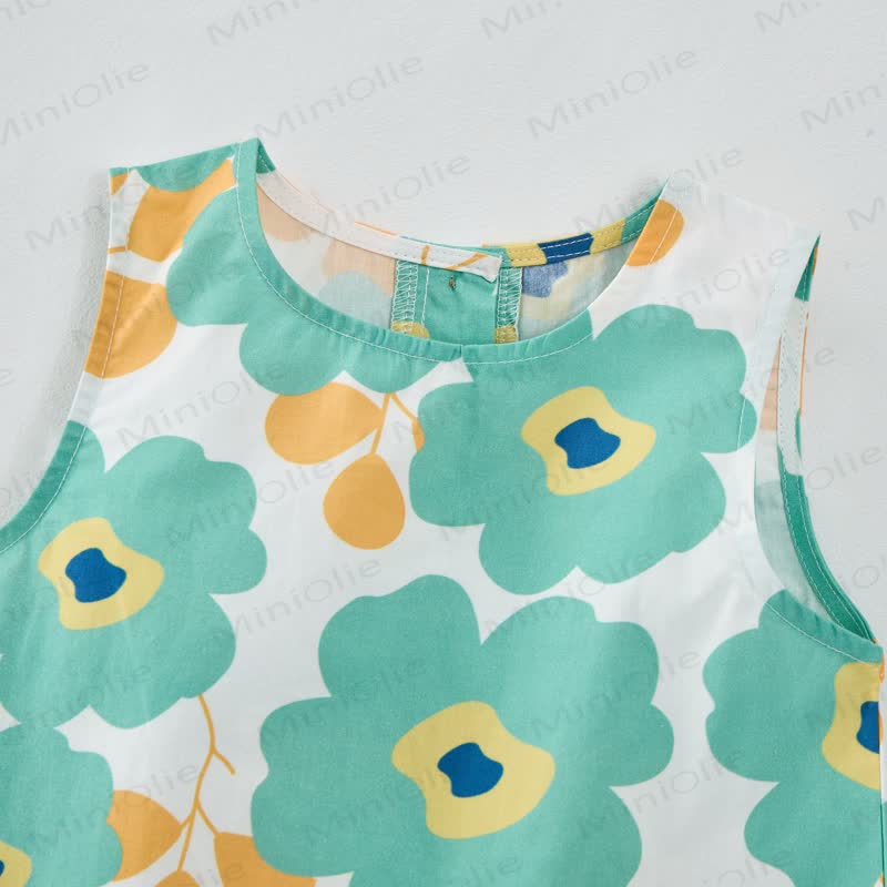 Baby Toddler Green Flowers Sleeveless 2-piece Set - image 4