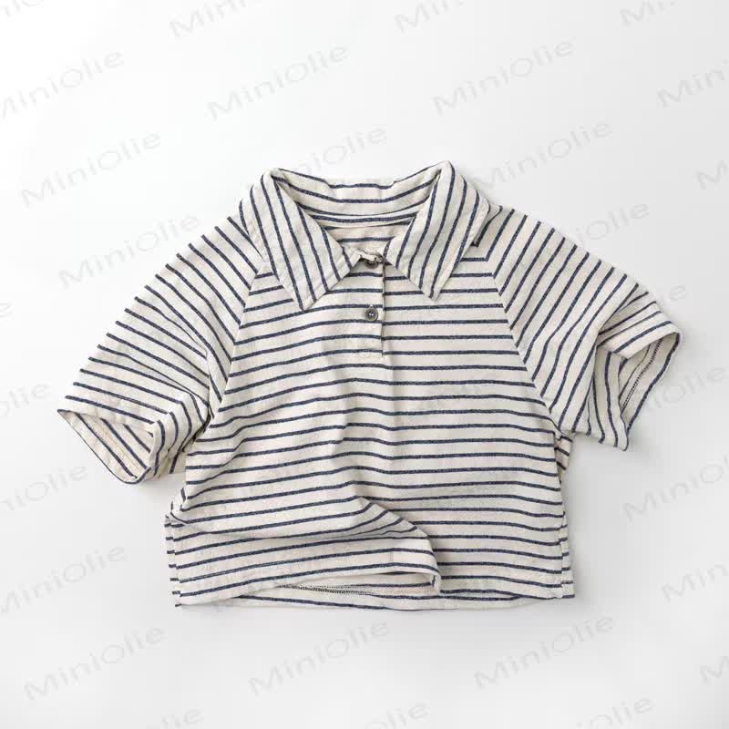 Toddler Boy Solid Color/Striped Polo Shirt - Blue Striped - 6-7T - image 2