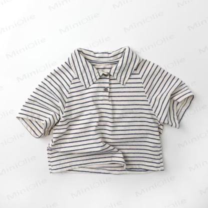 Toddler Boy Solid Color/Striped Polo Shirt - Blue Striped - 6-7T - image 2