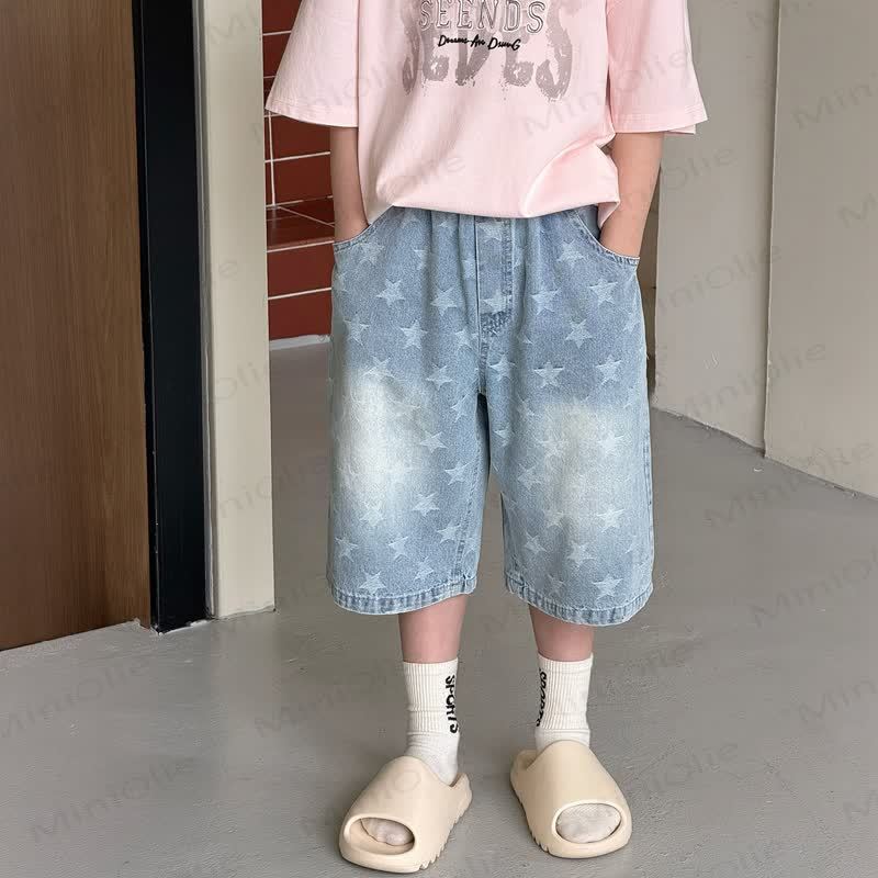 Toddler Kid Boys Star Print Denim Shorts - image 1