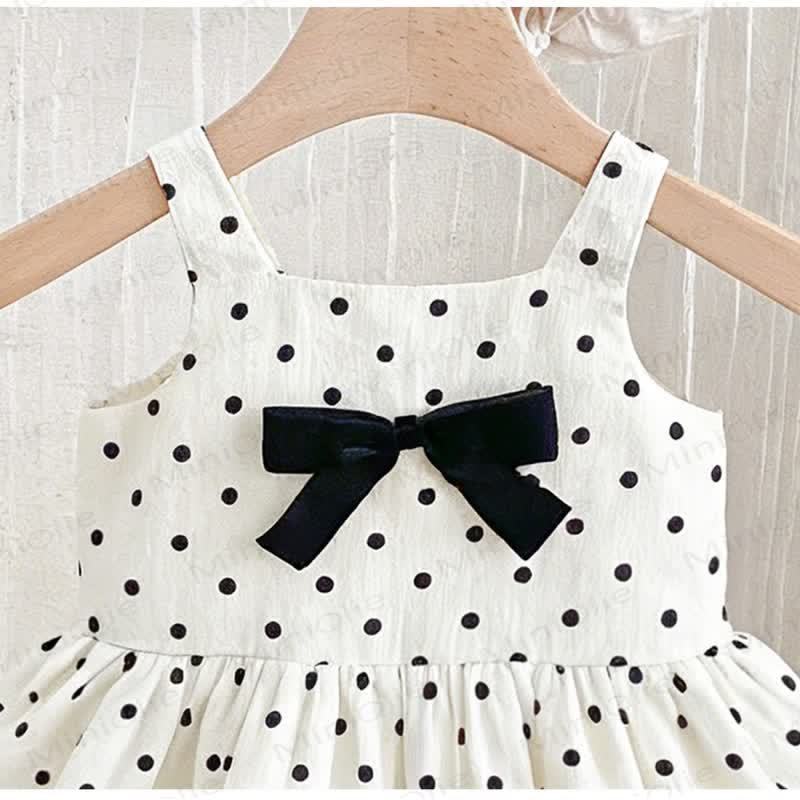 Toddler Girls Cotton Polka Dot Bow Sleeveless Dress - image 4