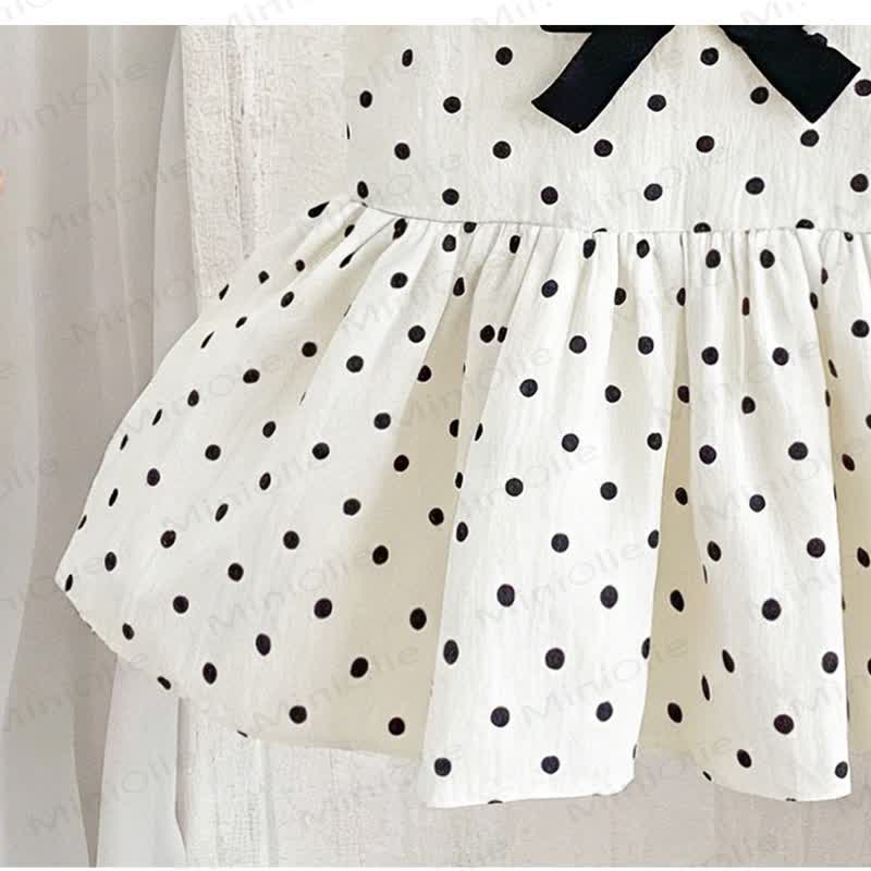 Toddler Girls Cotton Polka Dot Bow Sleeveless Dress - image 5