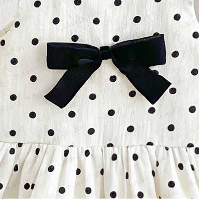 Toddler Girls Cotton Polka Dot Bow Sleeveless Dress - image 6