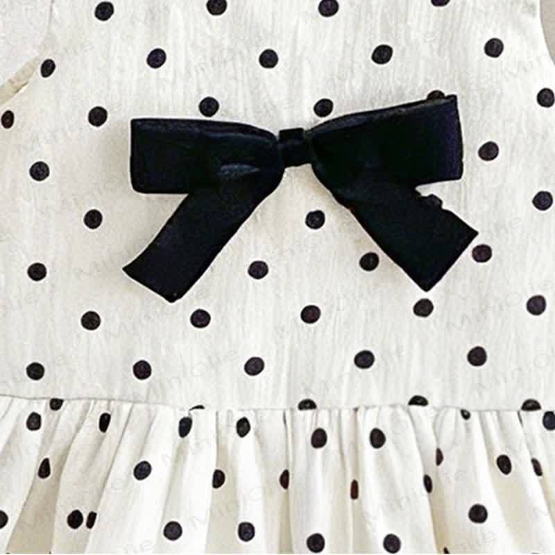 Toddler Girls Cotton Polka Dot Bow Sleeveless Dress - image 6