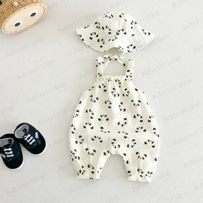 Baby Panda/Cherry Romper with Hat - White Panda - 2-3T - image 5