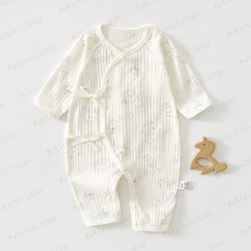 Baby Animal/Flower Romper - White Bear - 3-6M - image 3