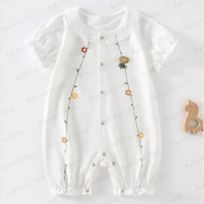 Baby Flower Cotton Romper - White - 18-24M - image 1
