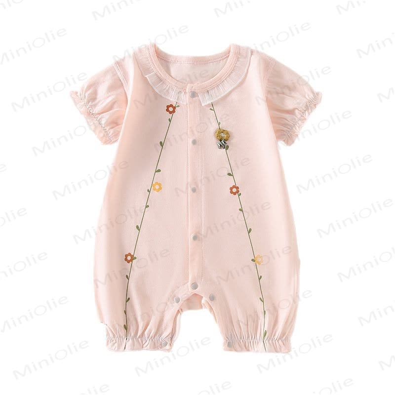 Baby Flower Cotton Romper - Pink - 18-24M - image 2
