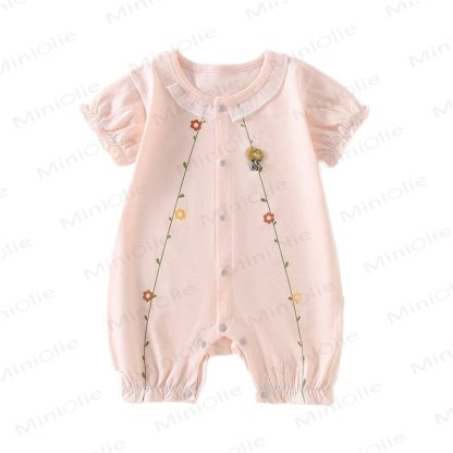 Baby Flower Cotton Romper - Pink - 18-24M - image 2