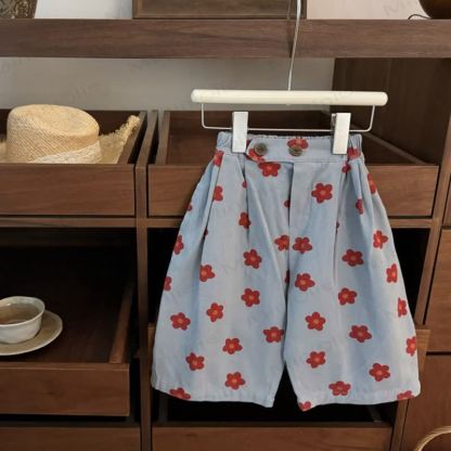 Toddler Girls Crochet Knit Floral Vest and Pants Set - Blue - 6-7T - image 3