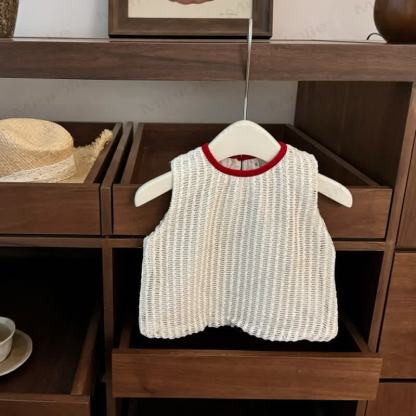 Toddler Girls Crochet Knit Floral Vest and Pants Set - Beige - 6-7T - image 2