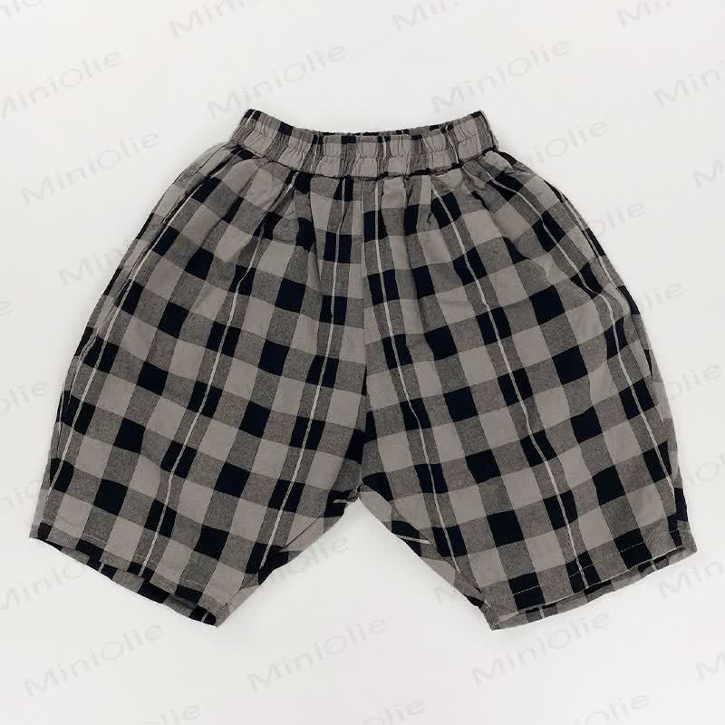 Toddler Cotton Plaid Shorts - Grey - 6-7T - image 4