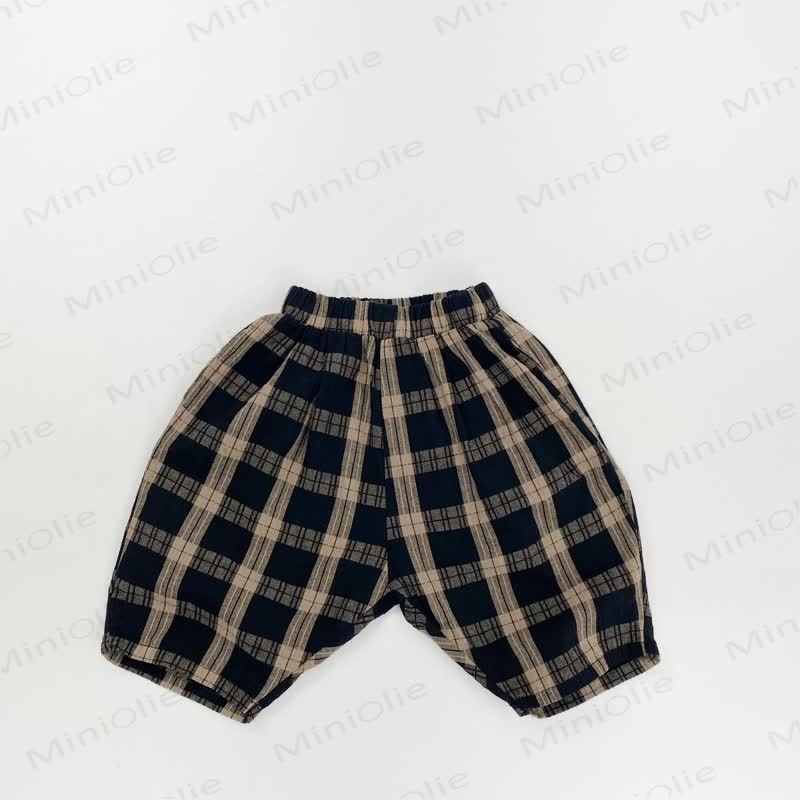 Toddler Cotton Plaid Shorts - Black - 6-7T - image 6