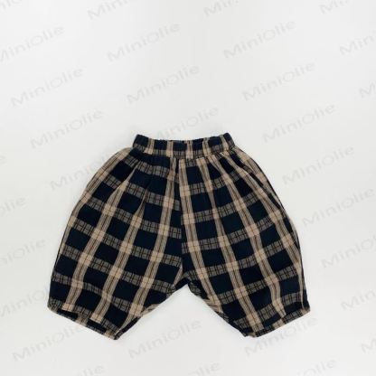 Toddler Cotton Plaid Shorts - Black - 6-7T - image 6
