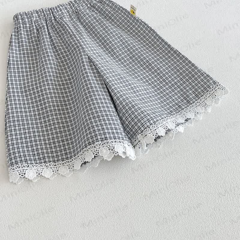 Baby Gingham Lace Trim Bow Tank Top and Pants Set - image 4