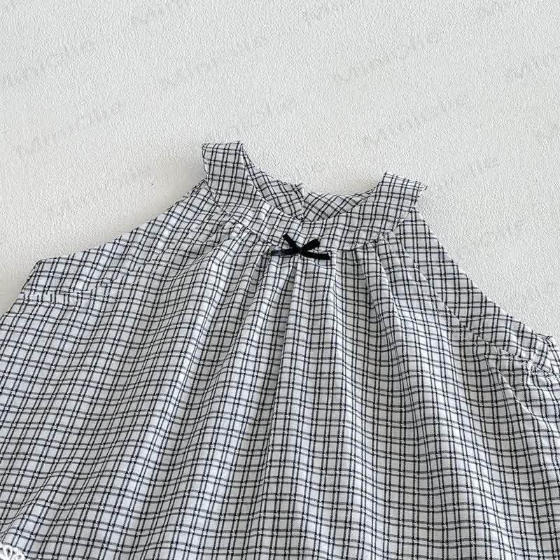 Baby Gingham Lace Trim Bow Tank Top and Pants Set - image 5