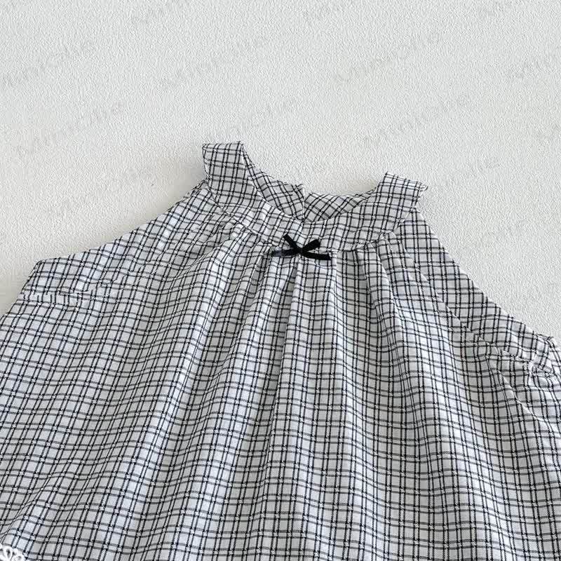 Baby Gingham Lace Trim Bow Tank Top and Pants Set - image 5