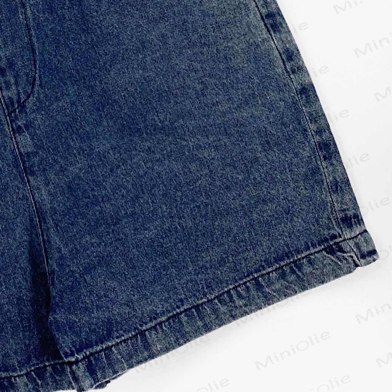 Toddler Girls Solid Blue Denim Overall - image 5