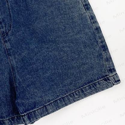 Toddler Girls Solid Blue Denim Overall - image 5