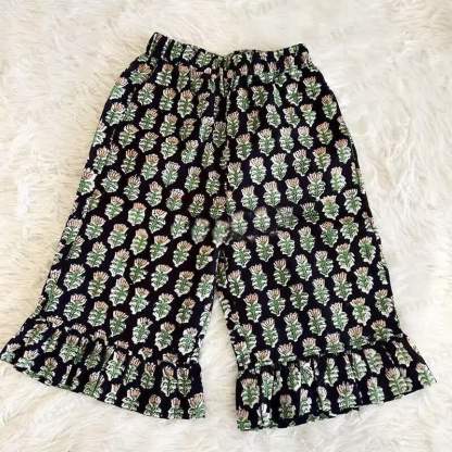 Toddler Girls Cotton Floral Tiered Ruffle Pants - Black - 6-7T - image 3