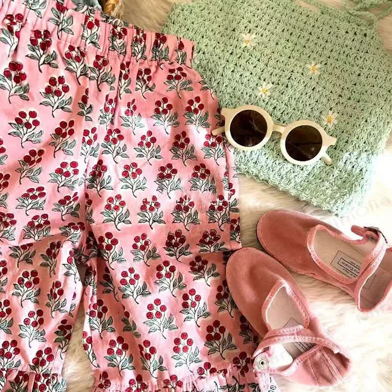 Toddler Girls Cotton Floral Tiered Ruffle Pants - image 7