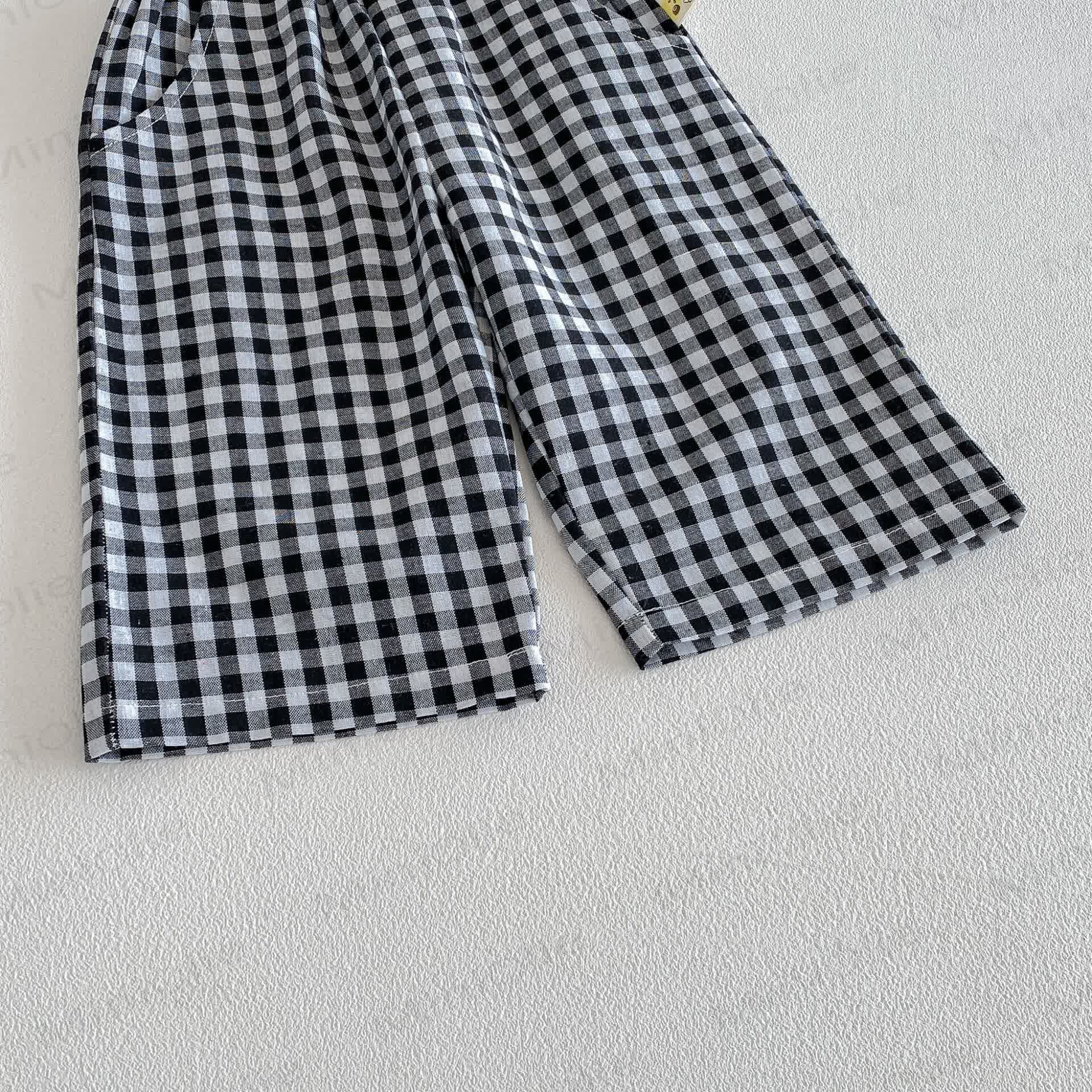 Baby Girls Cotton Gingham Tank Top and Pants 2- Piece Set - image 4