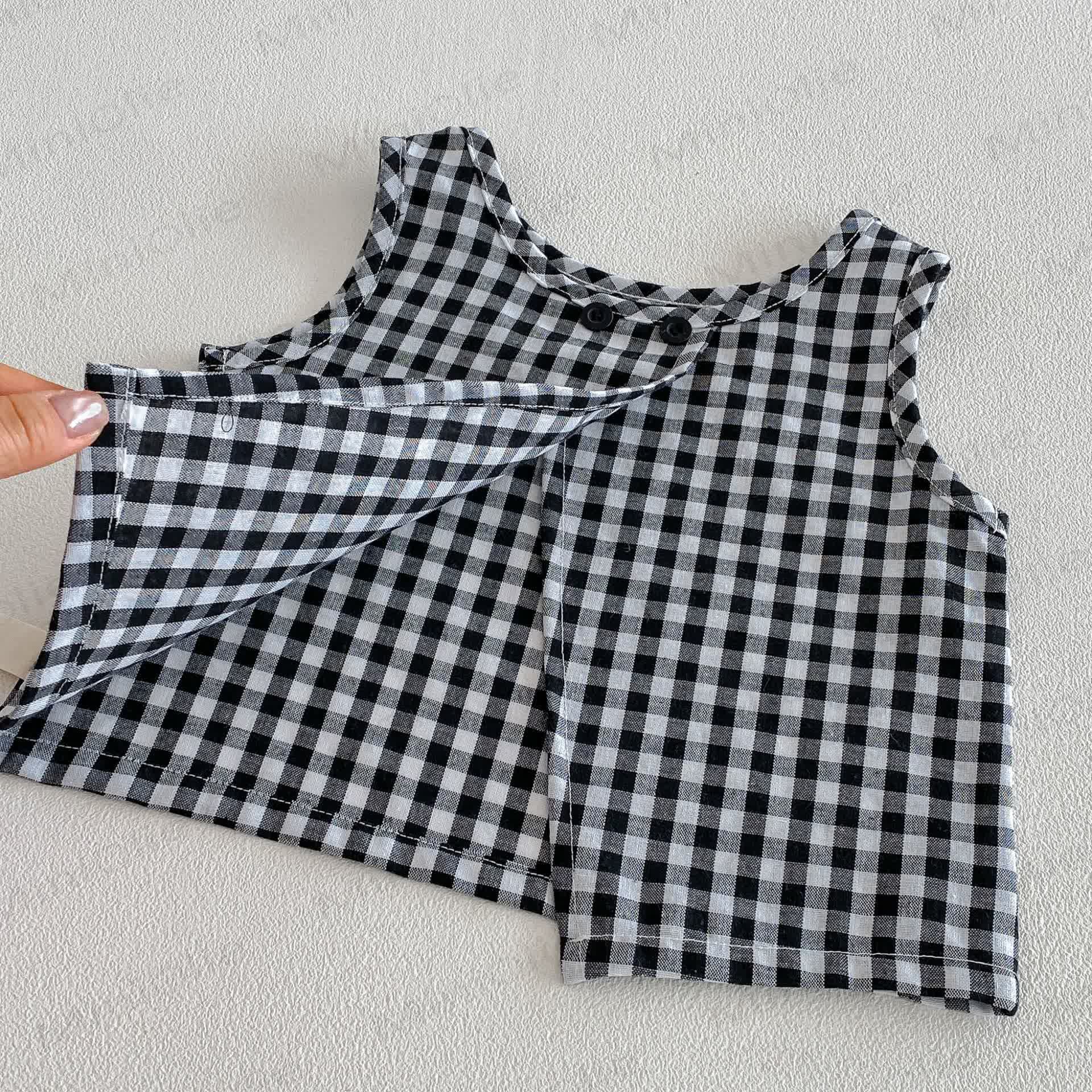 Baby Girls Cotton Gingham Tank Top and Pants 2- Piece Set - image 7