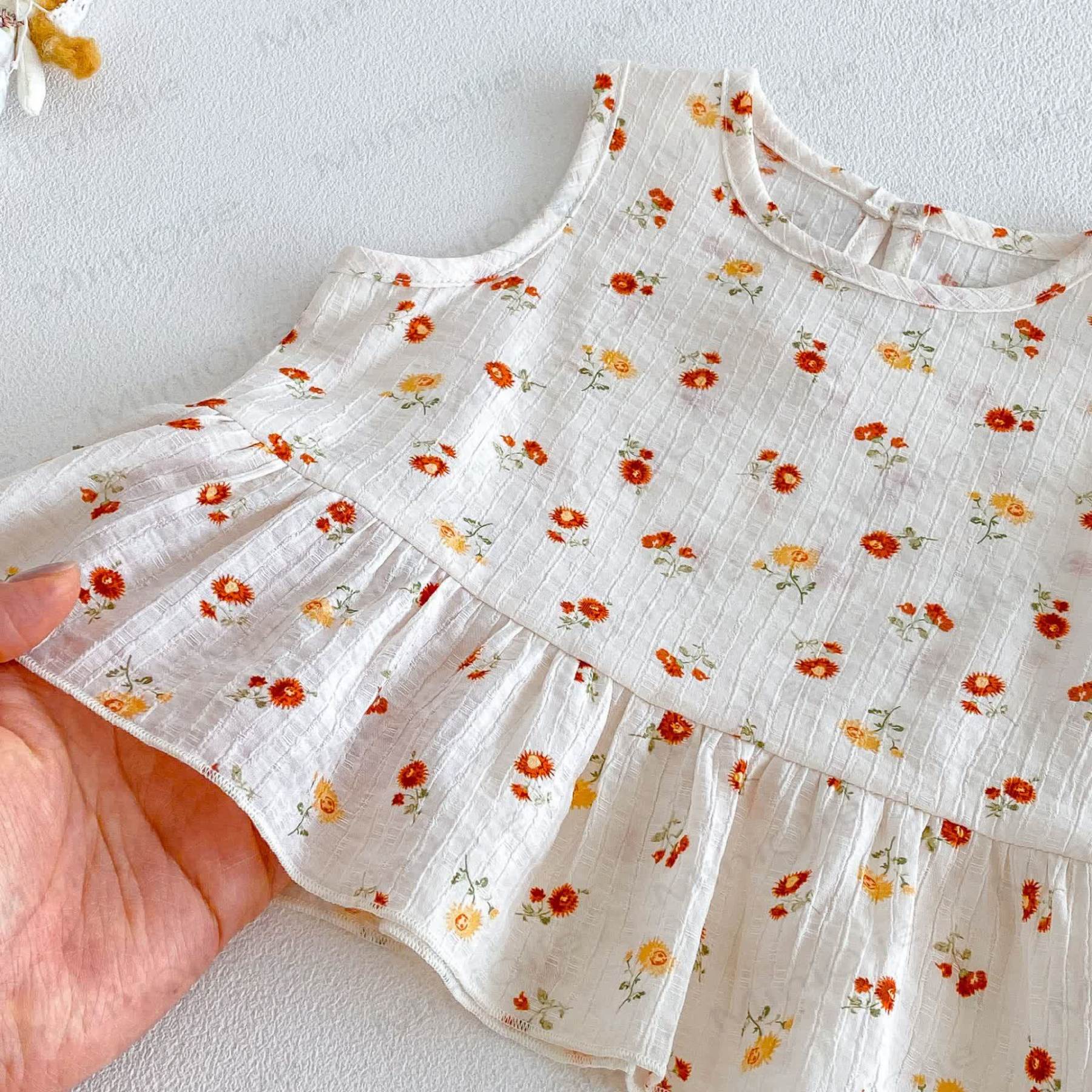 Baby Ruffle Cotton Floral or Heart Print Tank Top and Shorts Set - image 7