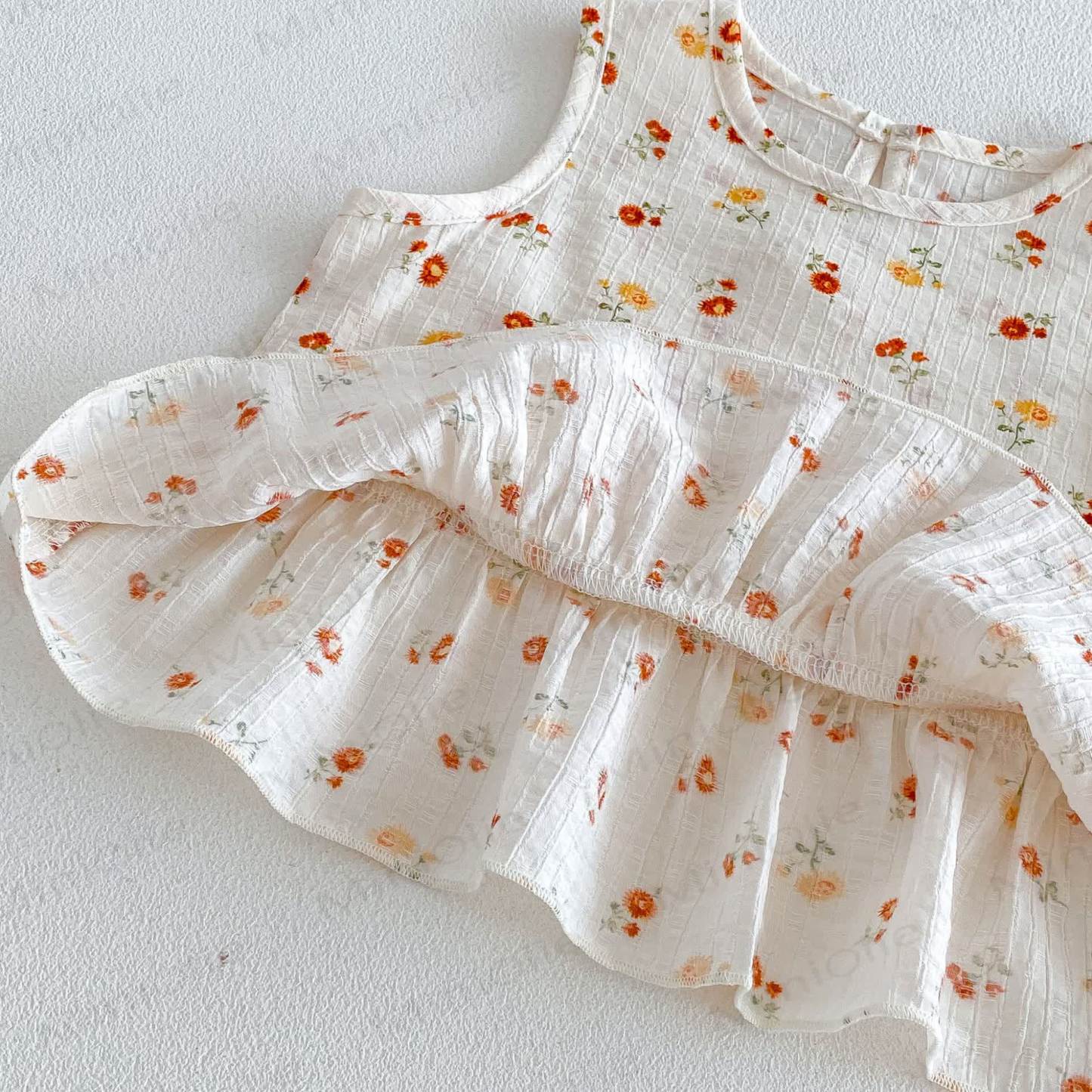 Baby Ruffle Cotton Floral or Heart Print Tank Top and Shorts Set - image 8