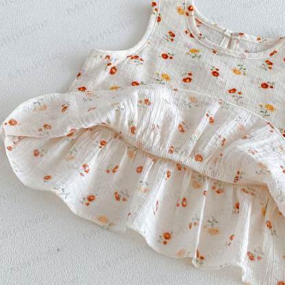 Baby Ruffle Cotton Floral or Heart Print Tank Top and Shorts Set - image 8
