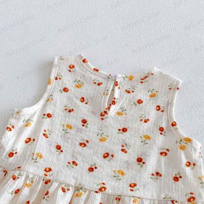 Baby Ruffle Cotton Floral or Heart Print Tank Top and Shorts Set - image 9