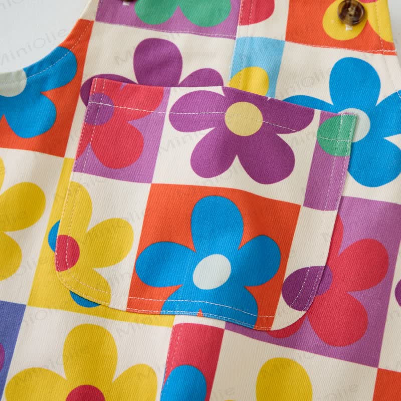 Baby Toddler Colorful Flowers Pocket Overalls - image 3
