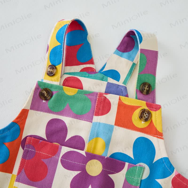 Baby Toddler Colorful Flowers Pocket Overalls - image 2