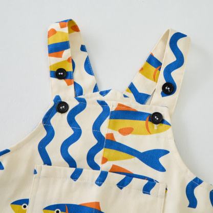 Baby Toddler Sardine Print Overalls - image 2