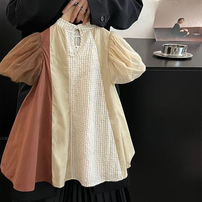 Toddler Girls Cotton Patchwork Puff Sleeves Dress - image 2