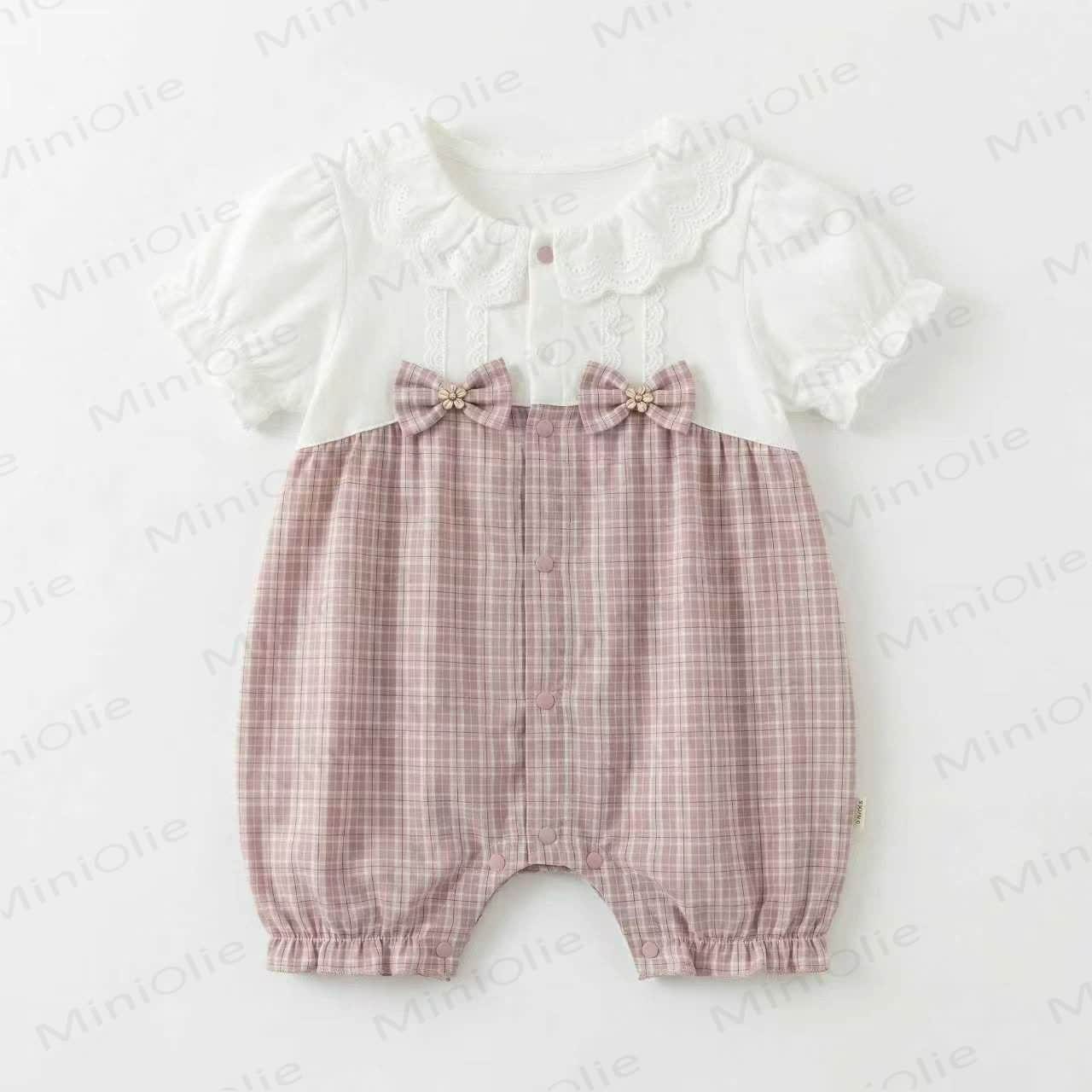 Baby Bow Check Romper - Pink - 18-24M - image 2
