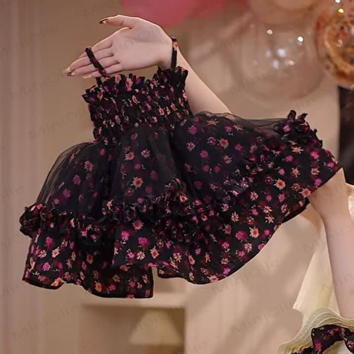Toddler Girls Floral Tulle Ruffle Sleeveless Dress with Hat - image 4