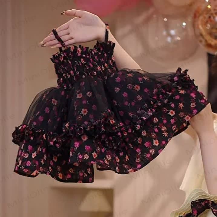 Toddler Girls Floral Tulle Ruffle Sleeveless Dress with Hat - image 4