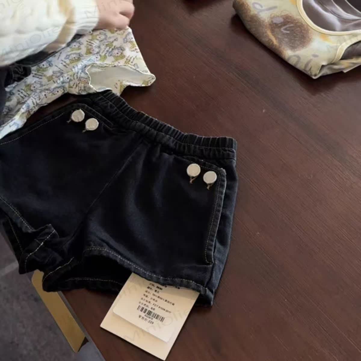 Toddler Girls Dark Wash Denim Dress and Shorts Set - Navy Shorts - 10-11T - image 3