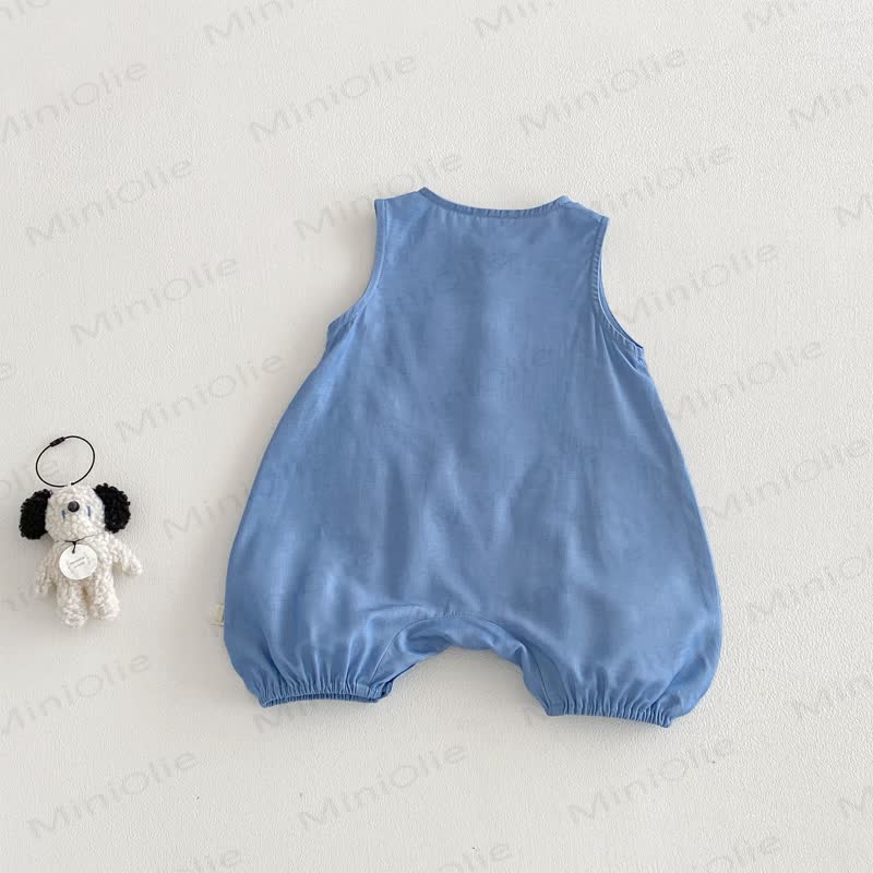 Baby Boy Blue Denim Sleeveless Romper - image 2