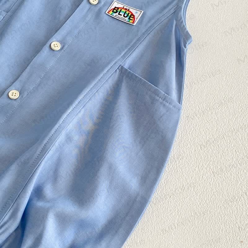 Baby Boy Blue Denim Sleeveless Romper - image 4