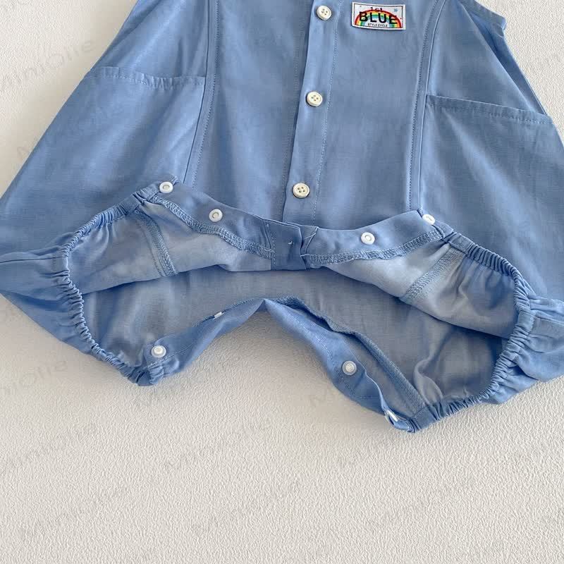 Baby Boy Blue Denim Sleeveless Romper - image 6